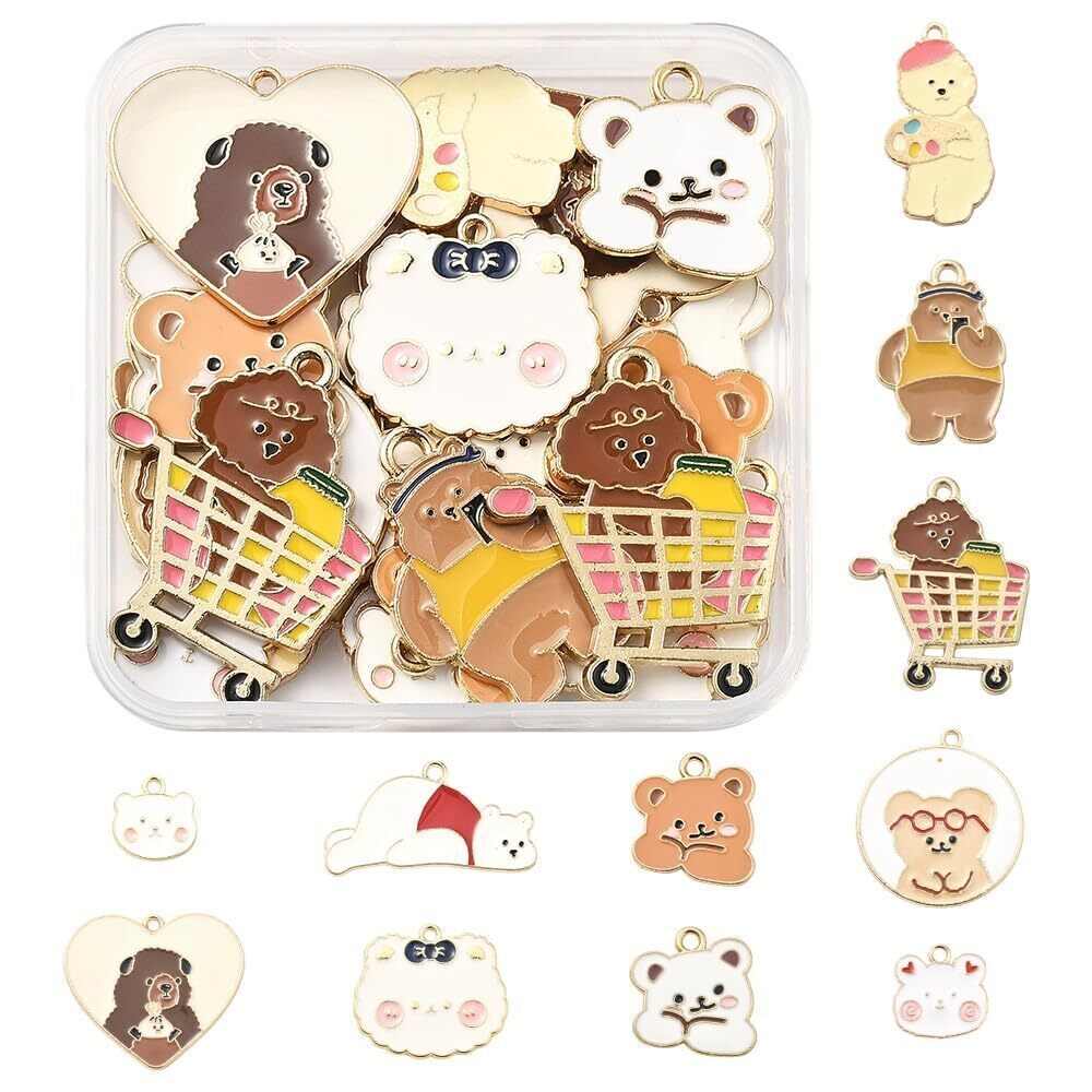 3326 28Pcs Animal Bear Charm for Jewelry Making 11 Styles Cute Animal